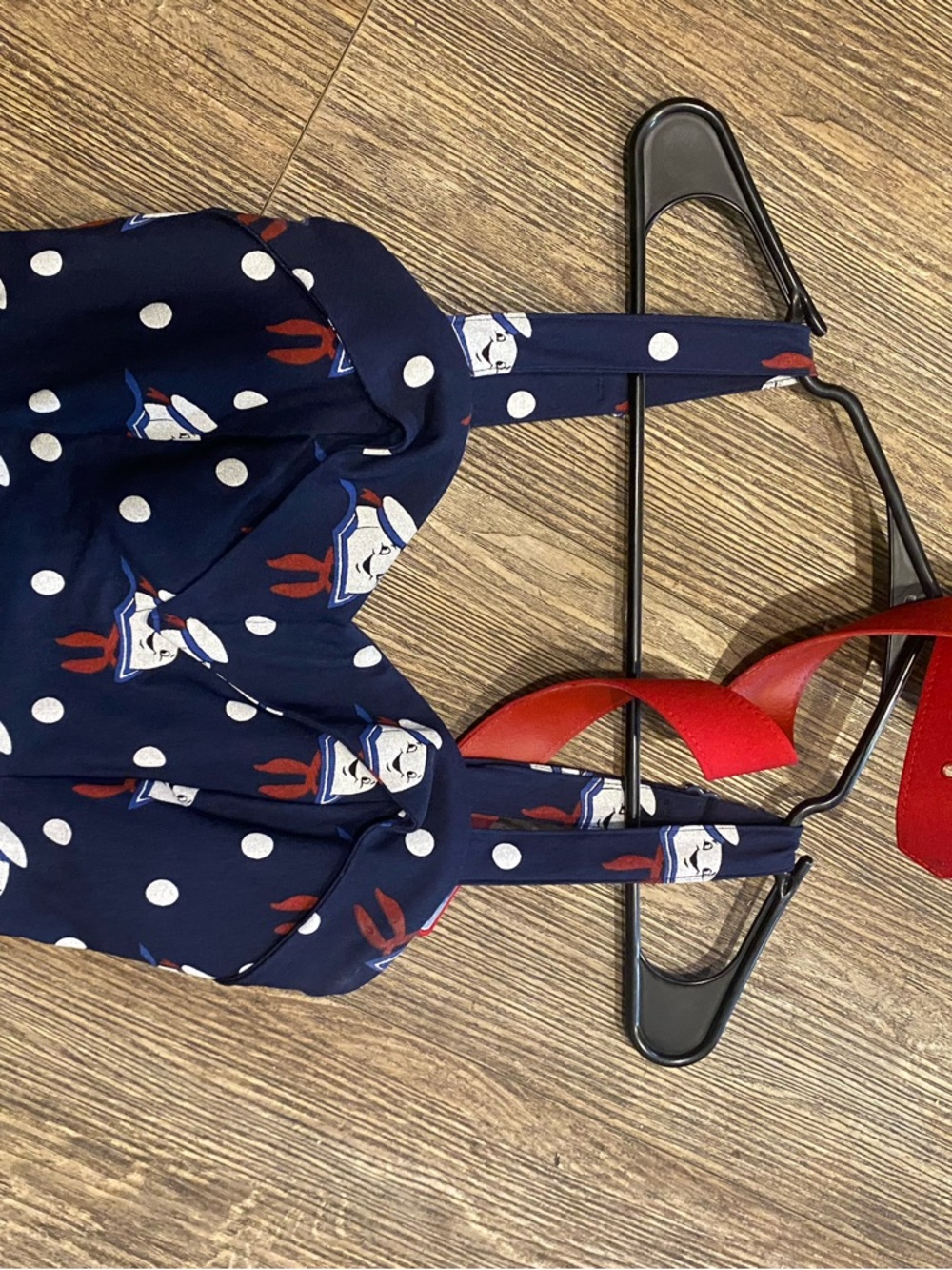 Vixen by Micheline Pitt Navy Polka Dot Midi Dress with ghostbuster print Rare